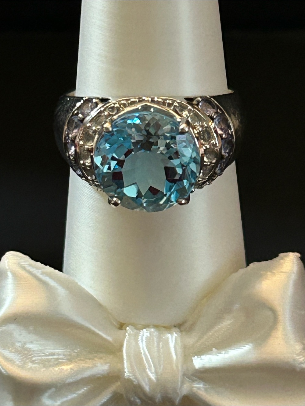 6.37CT Blue Topaz & .58CT Tanzanite w/.42CT White Topaz 925 Sterling Silver Ring - Picture 2 of 15